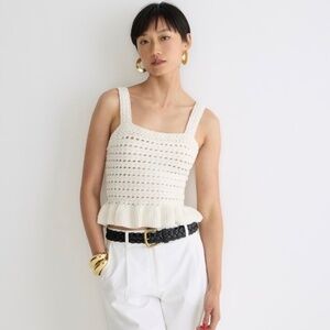 J.crew Tank Top XL Ivory Crochet Ruffle Sweater NWT